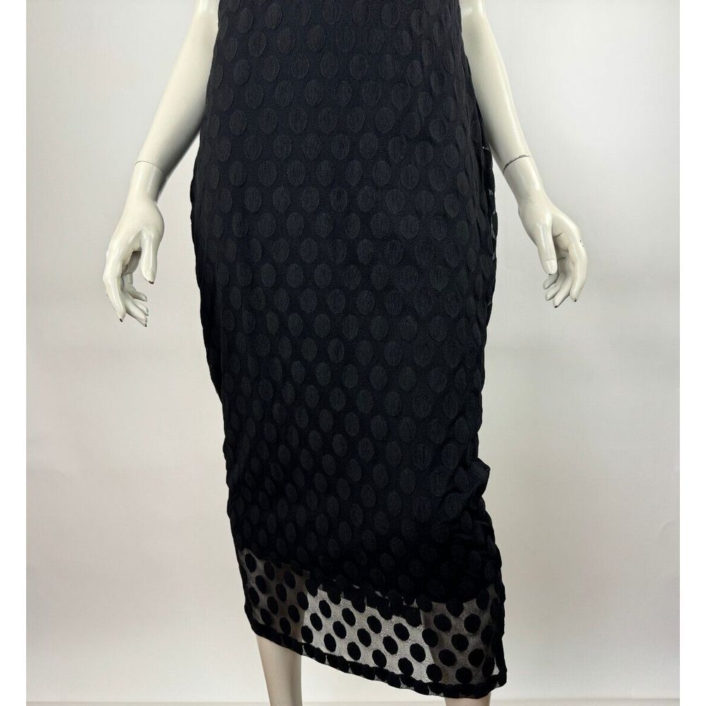 FUZZI Flock Tulle Dress Women XL‎ EUC $435 Stretch Short Sleeve Lined  Boat Neck - Picture 10 of 12